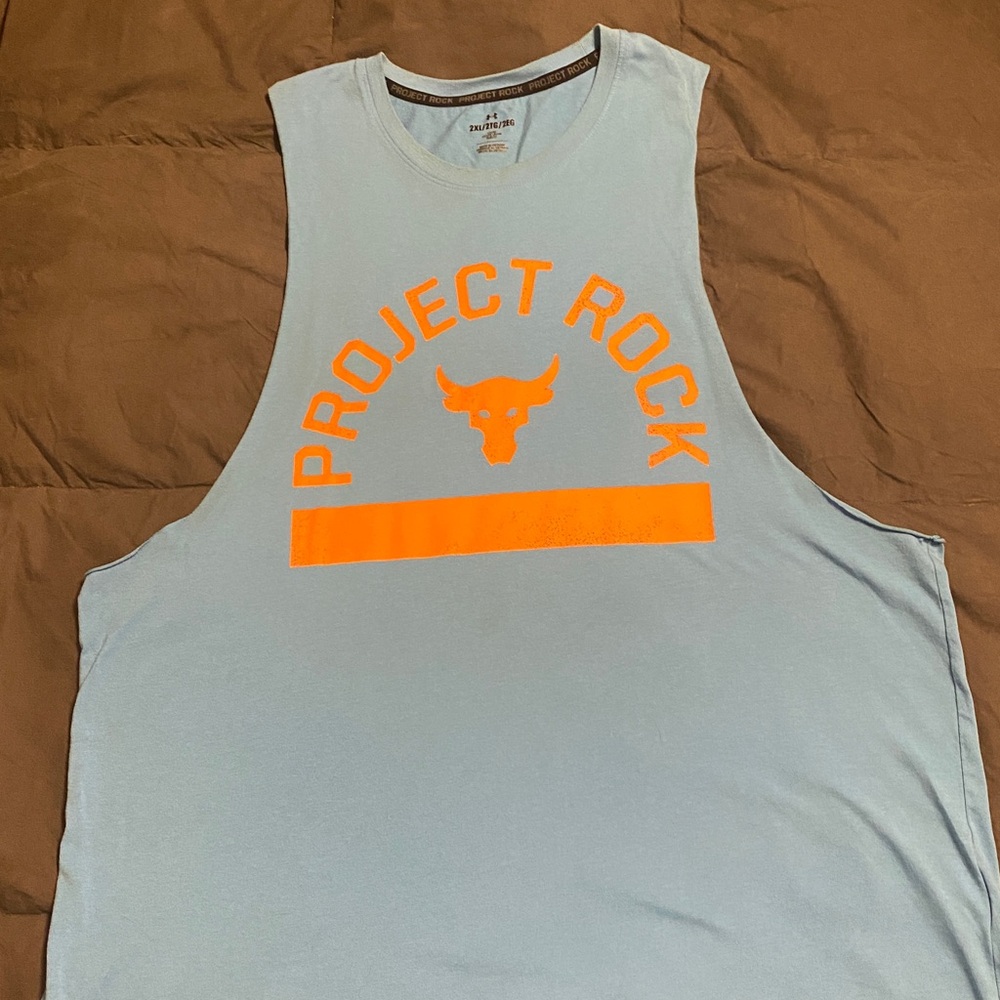 Under Armour Light Blue Tank Top with Orange Print